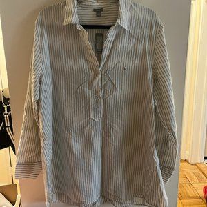 Aerie Flannel Gray White Stripe Tunic Top Size XL NWT